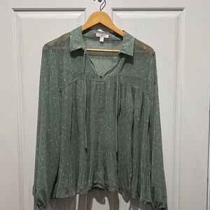 Lauren Conrad  Floral Green Blouse